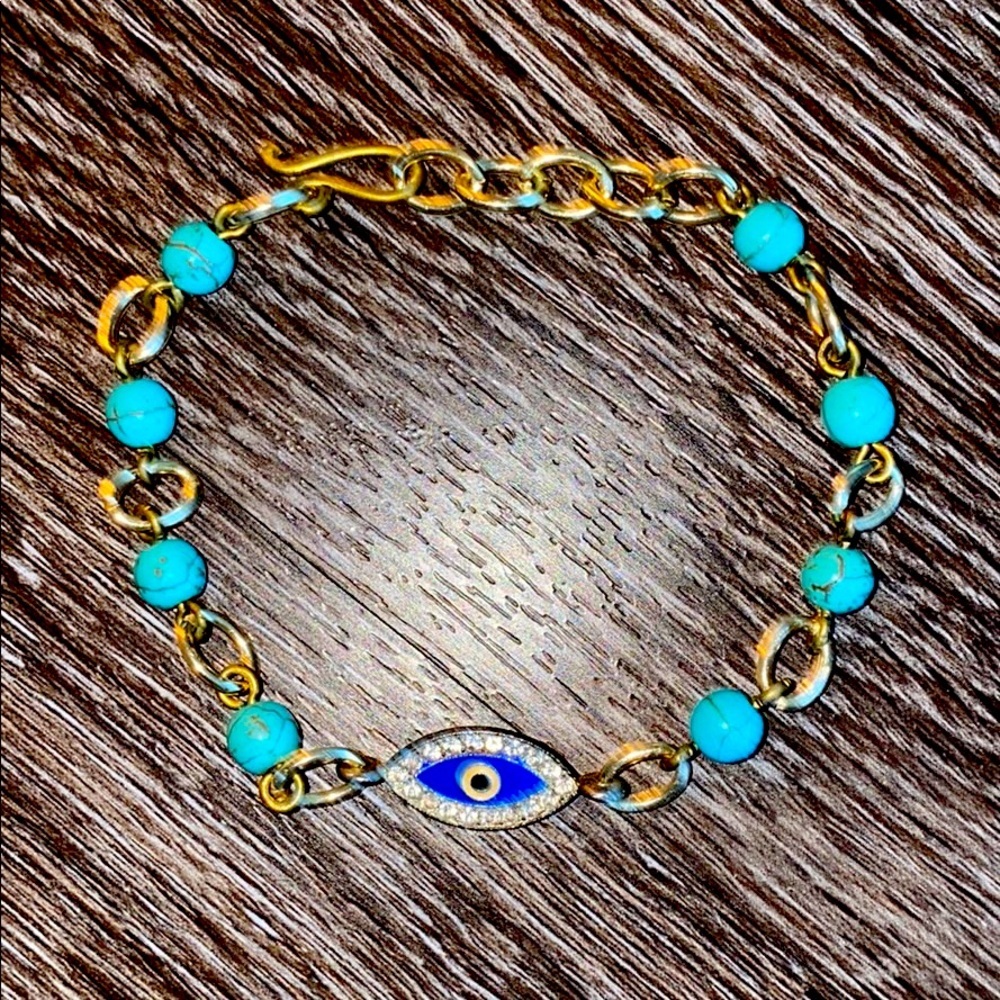 Gold  Sapphire Evil Eye Bracelet